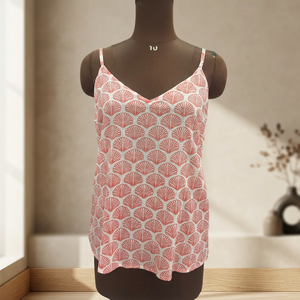 Blusa de mujer con tirantes finos y estampado de popelina |   Camiseta sin mangas con cuello en V para verano |   Casual y Ligero para Venta al por Mayor - Product Image 2