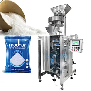 Mesin kemasan butiran beras segel isi bentuk vertikal otomatis mesin pengepakan ulang garam gula pemberat cangkir volumetrik