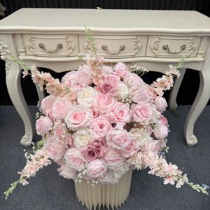 Arrangements floraux <span class=keywords><strong>de</strong></span> <span class=keywords><strong>table</strong></span> <span class=keywords><strong>de</strong></span> mariage artificiels, décoration en soie, roses blanches et bleues, centres <span class=keywords><strong>de</strong></span> <span class=keywords><strong>table</strong></span> <span class=keywords><strong>de</strong></span> mariage, boule <span class=keywords><strong>de</strong></span> fleurs à <span class=keywords><strong>vendre</strong></span> - Product Image 4