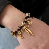 Collier et bracelet en acier inoxydable avec pendentif cœur, nœud et clé, corde porte-bonheur colorée, résistant à la décoloration 18k