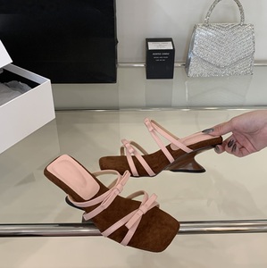Silver Sandals Sweet Bow Square Toe Wedge Outdoor <b>Shoes</b> Women's Summer New Style Slippers - Product Image 4