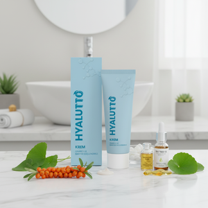 Crème pour le visage Hyalutto, Centella Asiatica, huile d'argousier, collagène, acide hyaluronique, huile d'arbre à thé, vitamine E, hydratante, apaisante - Product Image 2