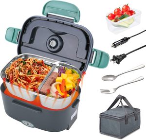 110V/220V/12V/24V Food Warmer Stainless Steel Container Electric <b>Lunch</b> <b>Box</b> with 2 <b>Compartments</b> Inner for Car Truck - Product Image 1