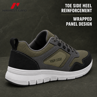 Chaussures de marche d'extérieur à empeigne renforcée, couleur olive, baskets lifestyle en textile multicouche structuré, pour parc urbain, marque privée, usine