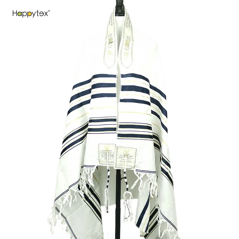 Gran oferta, bufanda árabe grande de poliéster de 108x180cm, chales de oración musulmanes israelíes Kosher Talit deJewish Tallit Israel