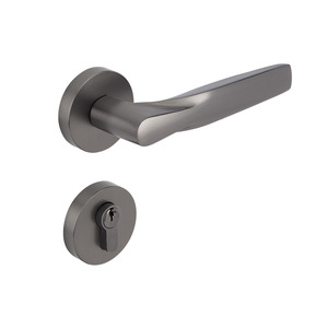Coffee Colored Bronze Interior Door Lock Brass Lever Handle Minimalist Design For 30-55mm Wooden Doors - Product Image 4