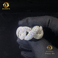 Vente au détail Nouveautés Mode Homme Bijoux Glacé Hip Hop Trois Rangées Pierre VVS Moissanite 925 Sterling Silver Miami Cuban Ring