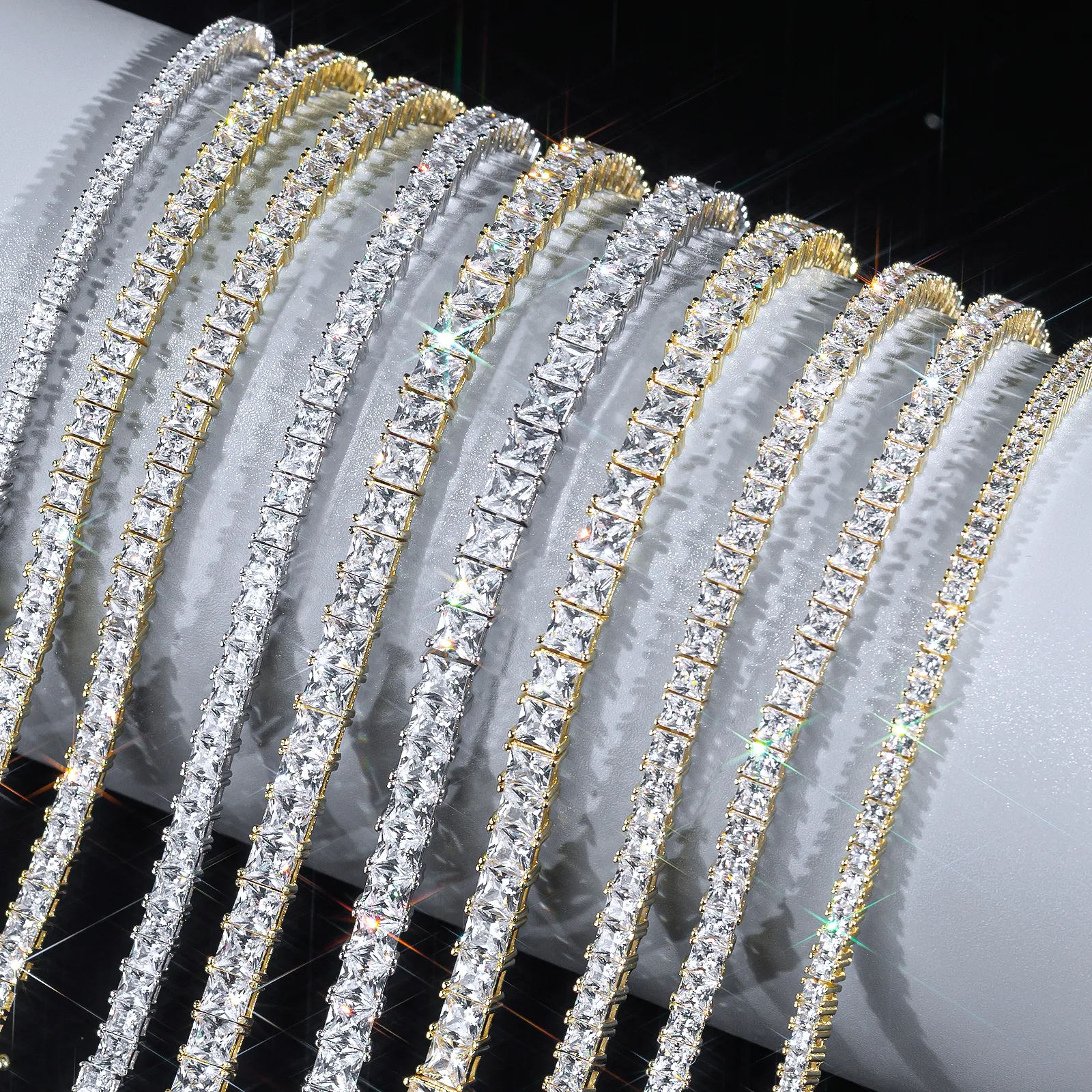 Wholesale 14K 18K VVS Moissanite Diamond Tennis Chain 3mm 4mm 5mm 925 Sterling Silver Men Women Fine Jewelry Bracelet Necklace