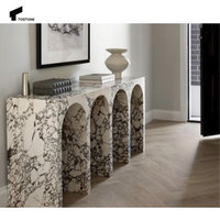 Table console d'entrée en marbre Calacatta Viola naturel Tostone, meubles d'intérieur pour entrée, salon, maison, villa, décoration