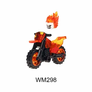 WM298 Jason Hiker Ghost Rider dengan motor Pop Action Super Heroes Mini Bricks koleksi mainan blok bangunan untuk hadiah anak-anak