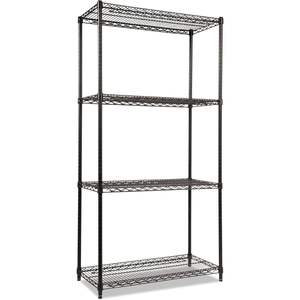 Kit de démarrage d'étagères métalliques industrielles robustes Alera ALE à 5 niveaux, 4 étagères, 36 largeur x 18 profondeur x 72 hauteur, noir, pour garages et entrepôts - Product Image 1