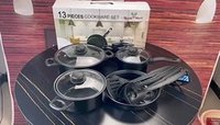 Batterie de Cuisine 13 Pièces Casseroles et Poêles Kit Ustensiles de Cuisine Cadeaux pour Amis et Famille Ensemble de Cuisson