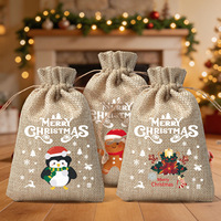 Sacs de Noël en jute en gros, sacs de Noël en toile de jute personnalisés, pochettes en toile de jute à cordon, emballages cadeaux de Noël, approvisionnement en vrac