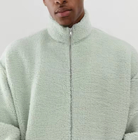 Veste polaire Sherpa pour homme, épaisse, hiver, entièrement zippée, mode, chaude, unie, décontractée, avec logo brodé personnalisé, fourrure, coupe oversize