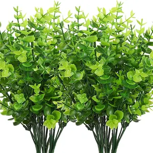 Outdoor Artificial Boxwood UV Resistant Fake Stems Plants Faux Plastic Greenery for Indoor Outside Hanging Plants Garden