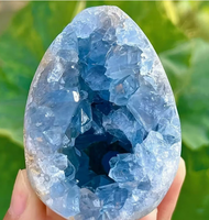 Geoda de Cianita Natural en Forma de Huevo, Cristal Decorativo, Escultura, Adorno de Celestita Azul, Regalo al por Mayor, Decoración