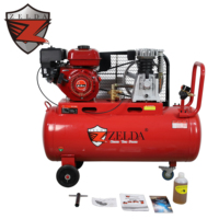 Kompresor Udara Bertenaga Bensin 3HP 100L 2 Silinder Portabel, Kompresor Udara Piston Berpenggerak Mesin Bensin untuk Pekerjaan Luar Ruangan