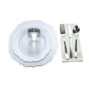 70175350pcs plaque de rebord en <span class=keywords><strong>plastique</strong></span> <span class=keywords><strong>dur</strong></span> pour <span class=keywords><strong>vaisselle</strong></span> de fête pour combinaison or argent blanc <span class=keywords><strong>jetable</strong></span> conception spéciale - Product Image 2