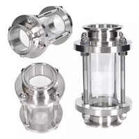 Vanne à boisseau sphérique manuelle de sécurité à 3 voies avec jauge tubulaire pour eau de qualité alimentaire, raccord à pince A3304 304L 316 316L Fibre de verre