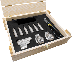 Set de Regalo en Caja de Madera, Piedras Enfriadoras de Whisky con Forma de <span class=keywords><strong>Granada</strong></span> y Bala, Cubitos de Hielo de Acero Inoxidable, Piedras para Vino - Product Image 4