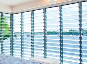 Jendela Louver kaca Tempered aluminium yang dapat disesuaikan dengan layar yang dapat dilepas Harga Murah jendela jendela Louver kaca