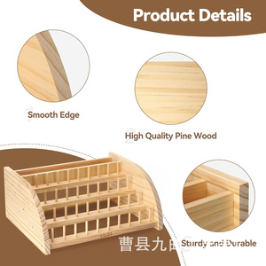 Organisateur de fils en bois Salza à 3 niveaux, support pour bobines de couture avec support pour tresses, pour un rangement organisé - Product Image 2