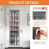 Organisateur de rangement pour chaussures à suspendre sur la porte avec 28 grandes poches en maille, respirant, en tissu non tissé, gain de place, durable, avec 4 crochets métalliques