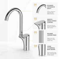 Robinet de lavabo en laiton personnalisé OEM avec bec courbé, mitigeur monocommande pour propriétaires de marques et achats de projets