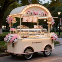 Chariot à glaces personnalisé avec auvent LED, chariot mobile commercial pour desserts, chariot de vente pour mariage, centre commercial, exposition