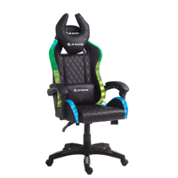 Chaise de bureau LED RGB au design moderne et de style chinois, en cuir synthétique noir, chaise gamer