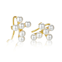 5 Joacii 925 Sterling Silver 18K Banhado A Ouro de Pedras Preciosas Naturais Shell Pérola Brincos Cruz Brinco Manguito