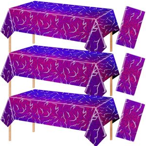 Nappe jetable imperméable en plastique à motif éclairs violets, pour soirées Kpop, disco et événements individuels - Product Image 4