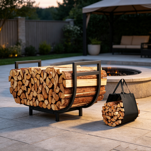 Porta Legna in Acciaio Resistente alle Intemperie con Maniglia <span class=keywords><strong>per</strong></span> Esterno, Patio e Braciere - Product Image 1