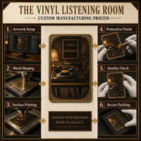 Carte de collection en métal personnalisée avec impression HD sur vinyle, série The Vinyl Listening Room, souvenir musical de luxe en acier inoxydable