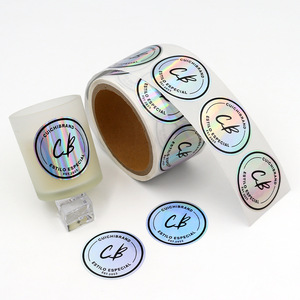 Tùy chỉnh 1-inch tự dính Vinyl Holographic Stickers đặt hàng tối thiểu 500 cái mỗi thùng carton cho bao bì nhãn thiết kế logo <span class=keywords><strong>Maker</strong></span> - Product Image 4