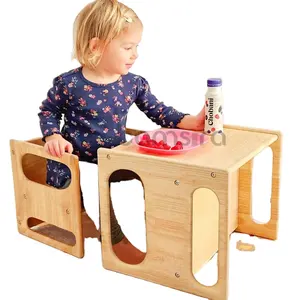 2024 New Arrivals Wooden 4 in 1 Montessori Weaning Table and Chair Set,Montessori Furniture