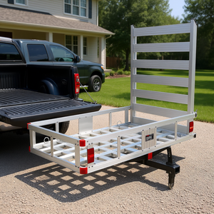 Portaequipajes de aluminio para enganche de remolque de 50 x 29.5 x 8.7 pulgadas con rampa plegable para cesta de enganche de 2 pulgadas con reflectores rojos - Product Image 2