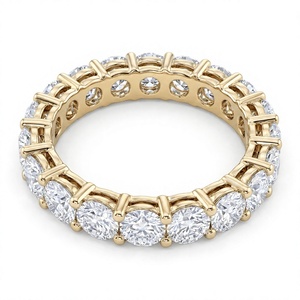 Elegante Anillo de Eternidad con Diamantes de Laboratorio, Chapado en Oro de 18K/14K, Corte Brillante Redondo, Anillo Apilable con Diamantes CVD para Mujer - Product Image 1