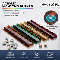 Supports de Mahjong en Acrylique avec Poussoirs Magnétiques Détachables, Supports Antidérapants pour Tuiles en Acrylique, Poussoir Tout-en-un pour Mahjong Américain