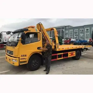 DONGFENG 5.6M Rollback kamyon Wrecker Flatbed çekici kamyon ile 3t Knuckle vinç