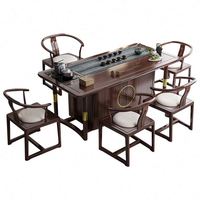 Ensemble de table et chaises de style chinois pour balcon familial, table à café rectangulaire en bois massif, style Kung Fu