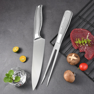 Dụng Cụ Ngoài Trời thép không gỉ Nhà bếp dao đặt đầu bếp dao ngã ba Ergonomic đầy đủ tang Non-Slip thoải mái 2 cái khắc Bộ - Product Image 4