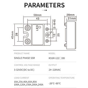 Kane โมดูลโซลิดสเตทรีเลย์ขนาดเล็กสำหรับเครื่องควบคุมอุณหภูมิเฟสเดียว<span class=keywords><strong>40DD</strong></span> 10DD 25DD 10DA 25DA 40DA KSSR - Product Image 3