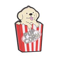 Grappige schattige woordspeling puppy-corn zinklegering pin cartoon golden retriever hond popcorn doos zwart nikkel plating voor broche