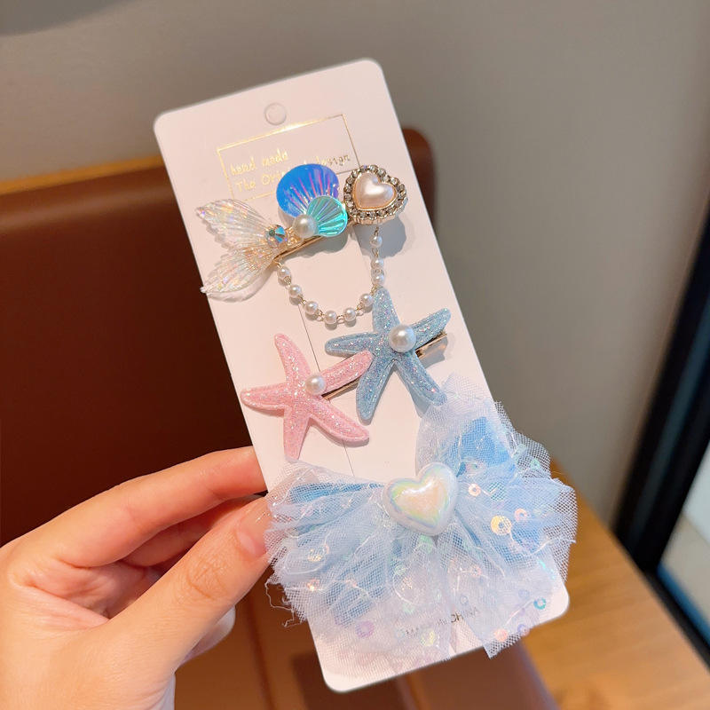 6 pink and blue starfish 3 - piece card set