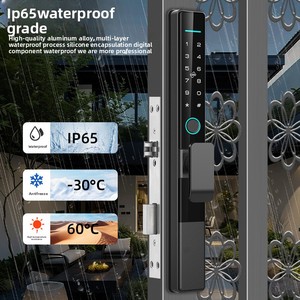 Serrure de porte intelligente extérieure étanche IP65, double lecteur biométrique, profil mince, cadre en alliage d'aluminium, contrôlée par application - Product Image 3