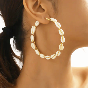 Nouveau Boho Shell Boucles D'<span class=keywords><strong>oreilles</strong></span> La Fille De Fête A De <span class=keywords><strong>Grandes</strong></span> <span class=keywords><strong>Oreilles</strong></span> Boucles D'<span class=keywords><strong>oreilles</strong></span> Créoles Exagérées 18k Or En Acier Inoxydable Boucle D'oreille Pour Les Femmes Bijoux - Product Image 4