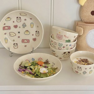 Lelyi céramique beau dessin animé Graffiti assiette <span class=keywords><strong>en</strong></span> céramique mignon Ins assiette plat <span class=keywords><strong>pour</strong></span> fête assiette de fruits - Product Image 2