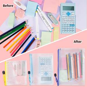 عقد متعدد الأغراض-أكياس شبكية شفافة من كلوريد البولي فينيل مع كيس مستندات نايلون بسحاب لتخزين السفر ، حجم A4 - Product Image 4