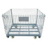 Conteneur en treillis métallique pliable, cage à palettes métallique pliable avec couvercle supérieur, bac de stockage industriel pour pièces automobiles, logistique d'entrepôt